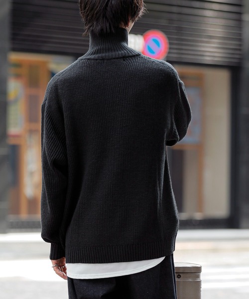 ADMIX/ATELIER SAB MEN(アドミックスアトリエサブメン)の「【no sweat.×ADMIX/ATELIER SAB MENコラボ】畦編み ハイネック ドライバーズ ニット ジップカーディガン(カーディガン/ボレロ・メンズ・ブラック/グレイッシュベージュ/サックスブルー・M/L)」の13枚目の写真