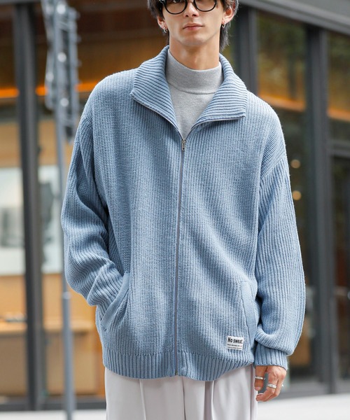 ADMIX/ATELIER SAB MEN(アドミックスアトリエサブメン)の「【no sweat.×ADMIX/ATELIER SAB MENコラボ】畦編み ハイネック ドライバーズ ニット ジップカーディガン(カーディガン/ボレロ・メンズ・ブラック/グレイッシュベージュ/サックスブルー・M/L)」の17枚目の写真