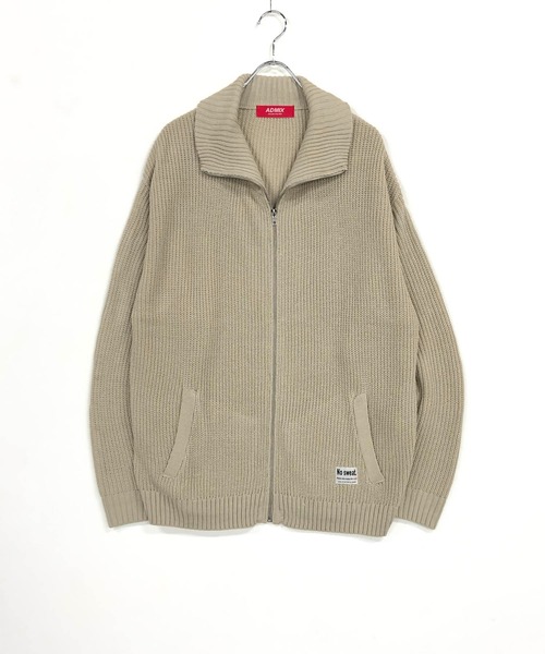 ADMIX/ATELIER SAB MEN(アドミックスアトリエサブメン)の「【no sweat.×ADMIX/ATELIER SAB MENコラボ】畦編み ハイネック ドライバーズ ニット ジップカーディガン(カーディガン/ボレロ・メンズ・ブラック/グレイッシュベージュ/サックスブルー・M/L)」の5枚目の写真