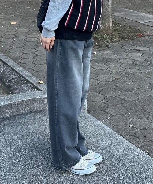 PICSAS(ピクサス)の「【PICSAS】ヴィンテージカラーワイドデニムパンツ(デニムパンツ・メンズ・カーキ/ブラック/ブラウン/パープル・M/L)」の6枚目の写真