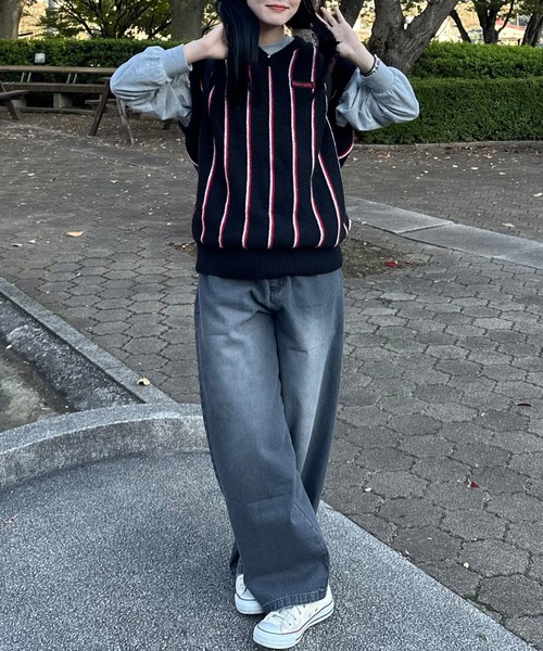PICSAS(ピクサス)の「【PICSAS】ヴィンテージカラーワイドデニムパンツ(デニムパンツ・メンズ・カーキ/ブラック/ブラウン/パープル・M/L)」の9枚目の写真