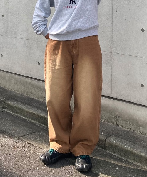PICSAS】ヴィンテージカラーワイドデニムパンツ（デニムパンツ