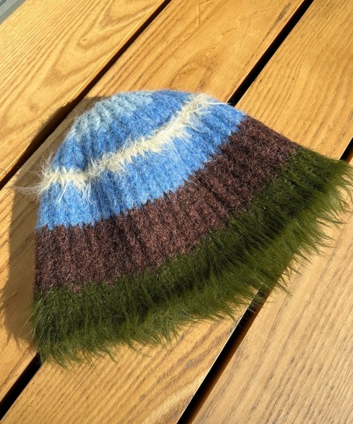 CIAOPANIC（チャオパニック）の「ボーダーシャギーMIXニット帽（ニットキャップ/ビーニー・レディース・グリーン/ピンク・FREE）」の4枚目の写真