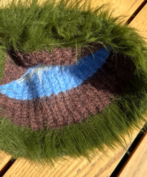 CIAOPANIC（チャオパニック）の「ボーダーシャギーMIXニット帽（ニットキャップ/ビーニー・レディース・グリーン/ピンク・FREE）」の5枚目の写真