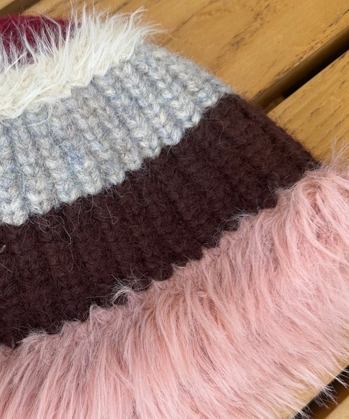 CIAOPANIC（チャオパニック）の「ボーダーシャギーMIXニット帽（ニットキャップ/ビーニー・レディース・グリーン/ピンク・FREE）」の10枚目の写真