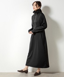 裏毛ウエストタックジップワンピース