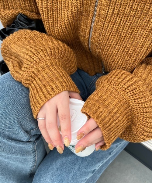 ダブルジップセーラーカラーニットカーディガン（カーディガン