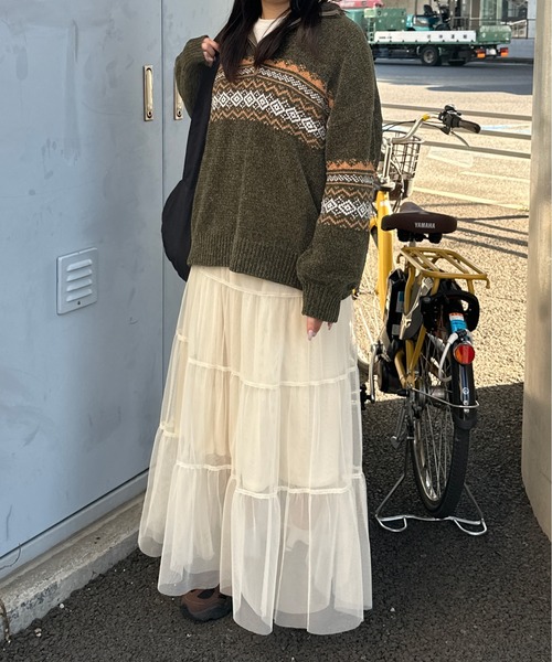 kutir(クティール)の「ベロアモールノルディックハーフジップニット(ニット/セーター・レディース・ネイビー/アイボリー/カーキ・FREE)」の15枚目の写真
