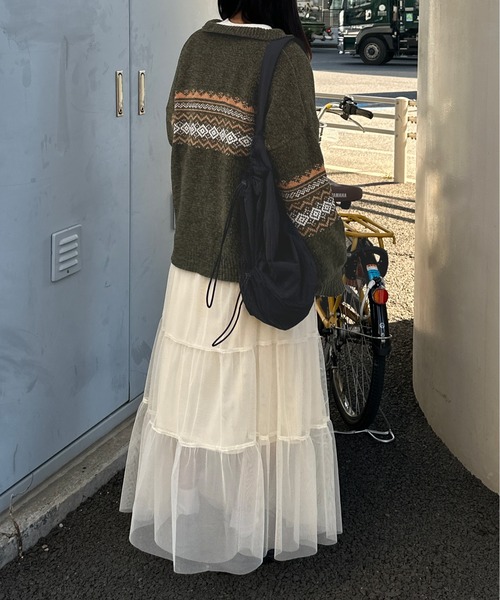 kutir(クティール)の「ベロアモールノルディックハーフジップニット(ニット/セーター・レディース・ネイビー/アイボリー/カーキ・FREE)」の17枚目の写真