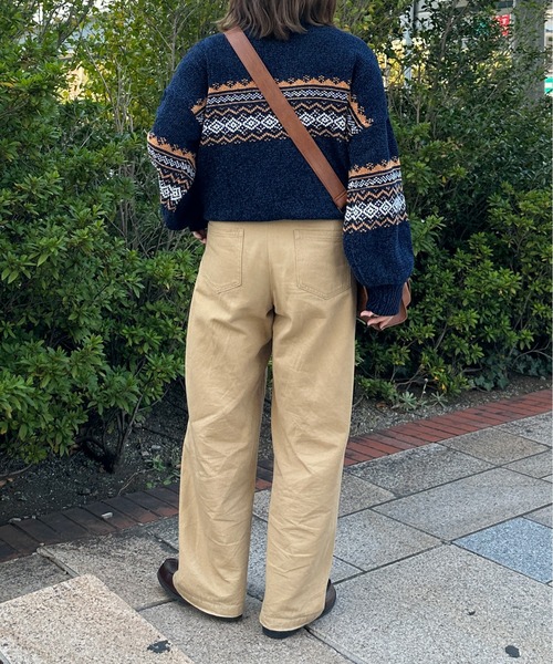 kutir(クティール)の「ベロアモールノルディックハーフジップニット(ニット/セーター・レディース・ネイビー/アイボリー/カーキ・FREE)」の10枚目の写真
