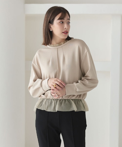 DONOBAN（ドノバン）の「フリルカラートップス（スウェット・レディース・ホワイト/ライトベージュ/ブラック・F）」の3枚目の写真