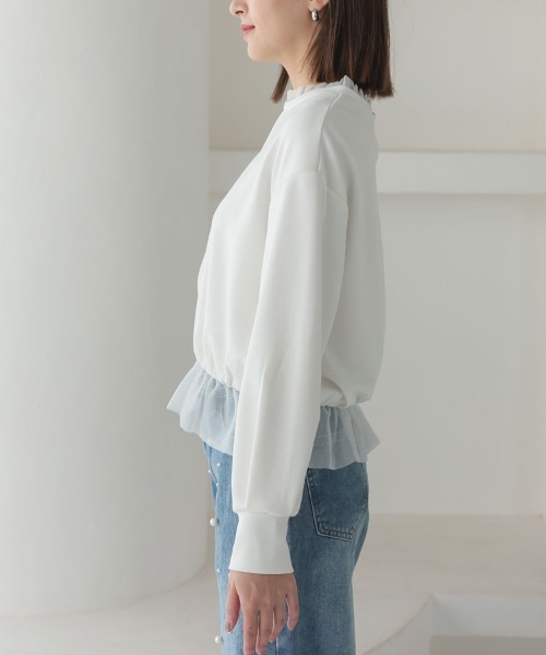 DONOBAN（ドノバン）の「フリルカラートップス（スウェット・レディース・ホワイト/ライトベージュ/ブラック・F）」の14枚目の写真