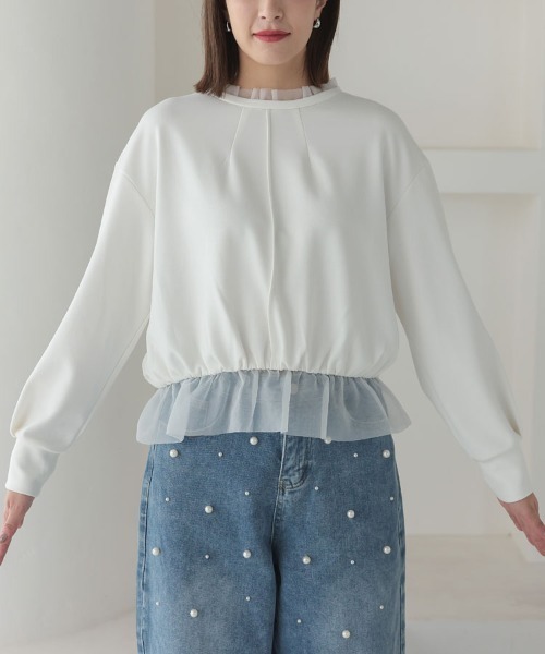 DONOBAN（ドノバン）の「フリルカラートップス（スウェット・レディース・ホワイト/ライトベージュ/ブラック・F）」の13枚目の写真