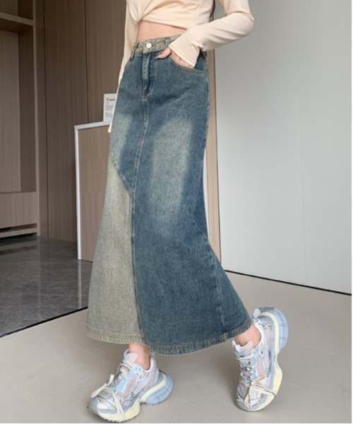 COMON+(コモンプラス)の「切替ロング丈デニムスカート(デニムスカート・レディース・インディゴブルー・L/M)」の15枚目の写真