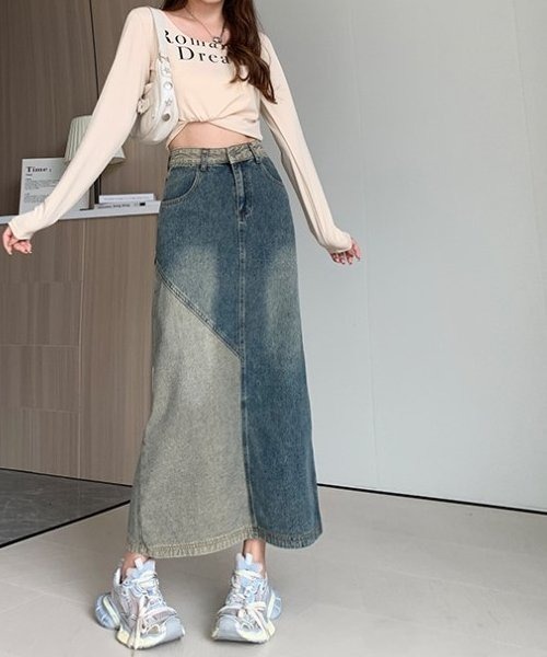COMON+(コモンプラス)の「切替ロング丈デニムスカート(デニムスカート・レディース・インディゴブルー・L/M)」の19枚目の写真