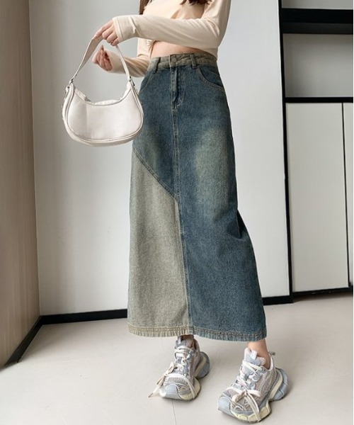COMON+(コモンプラス)の「切替ロング丈デニムスカート(デニムスカート・レディース・インディゴブルー・L/M)」の7枚目の写真