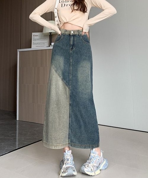 COMON+(コモンプラス)の「切替ロング丈デニムスカート(デニムスカート・レディース・インディゴブルー・L/M)」の16枚目の写真