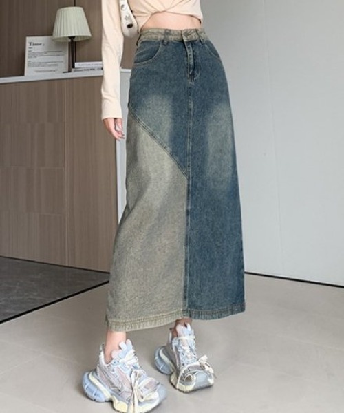 COMON+(コモンプラス)の「切替ロング丈デニムスカート(デニムスカート・レディース・インディゴブルー・L/M)」の21枚目の写真