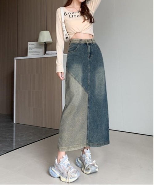 COMON+(コモンプラス)の「切替ロング丈デニムスカート(デニムスカート・レディース・インディゴブルー・L/M)」の17枚目の写真