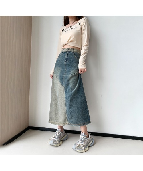 COMON+(コモンプラス)の「切替ロング丈デニムスカート(デニムスカート・レディース・インディゴブルー・L/M)」の10枚目の写真