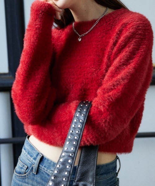 SLY（スライ）の「SHAGGY CREW NECK TOPS シャギー クルー