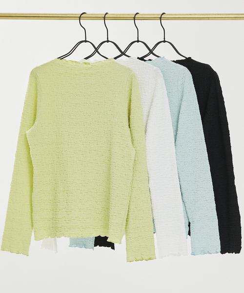 abahouse mavie（アバハウスマヴィ）の「シャーリングメロープルオーバー（Tシャツ/カットソー・レディース・ホワイト/ブラック/レモンイエロー/サックスブルー・フリー）」の17枚目の写真