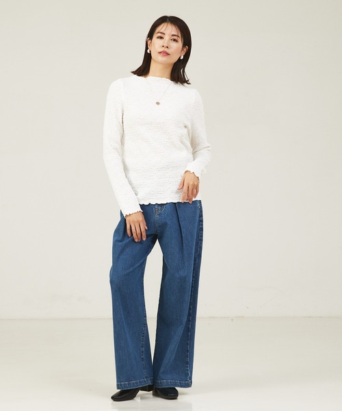 abahouse mavie（アバハウスマヴィ）の「シャーリングメロープルオーバー（Tシャツ/カットソー・レディース・ホワイト/ブラック/レモンイエロー/サックスブルー・フリー）」の12枚目の写真