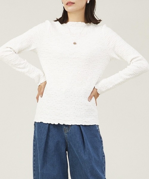 abahouse mavie（アバハウスマヴィ）の「シャーリングメロープルオーバー（Tシャツ/カットソー・レディース・ホワイト/ブラック/レモンイエロー/サックスブルー・フリー）」の10枚目の写真