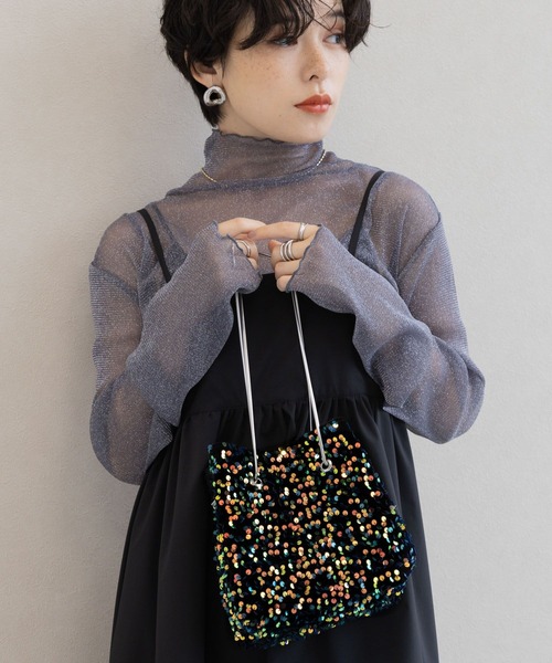 RAGEBLUE（レイジブルー）の「2WAY/スパンコールハンドバッグ（ハンドバッグ・レディース・ブラック/イエローゴールド・ONE SIZE）」の4枚目の写真