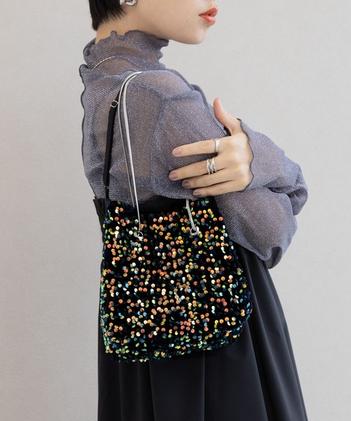 RAGEBLUE（レイジブルー）の「2WAY/スパンコールハンドバッグ（ハンドバッグ・レディース・ブラック/イエローゴールド・ONE SIZE）」の12枚目の写真