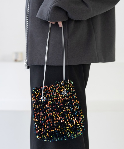 RAGEBLUE（レイジブルー）の「2WAY/スパンコールハンドバッグ（ハンドバッグ・レディース・ブラック/イエローゴールド・ONE SIZE）」の11枚目の写真