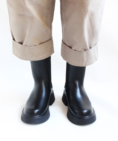 ground green store（グラウンドグリーンストア）の「ground green store / 厚底サイドゴアブーツ(バックファスナー）（ブーツ・レディース・ブラック・36/37/38/39）」の2枚目の写真
