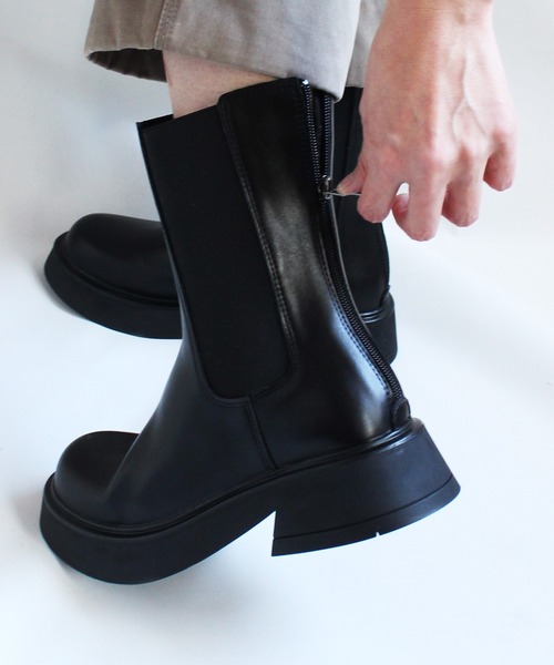 ground green store（グラウンドグリーンストア）の「ground green store / 厚底サイドゴアブーツ(バックファスナー）（ブーツ・レディース・ブラック・36/37/38/39）」の5枚目の写真