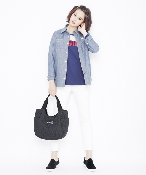 X-girl（エックスガール）の「REVERSIBLE L/S TEE（Tシャツ/カットソー・レディース・ブラック/アッシュ/ネイビー・2/1）」の4枚目の写真