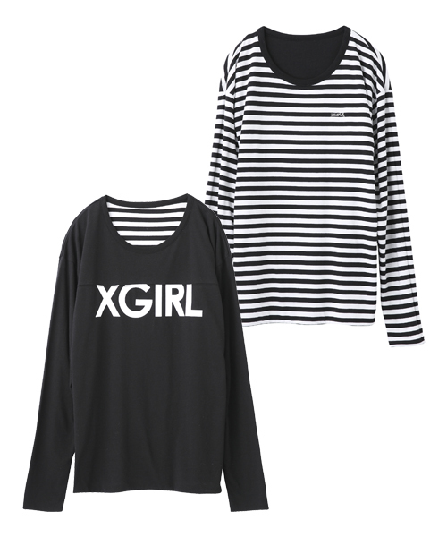 X-girl（エックスガール）の「REVERSIBLE L/S TEE（Tシャツ/カットソー・レディース・ブラック/アッシュ/ネイビー・2/1）」の11枚目の写真