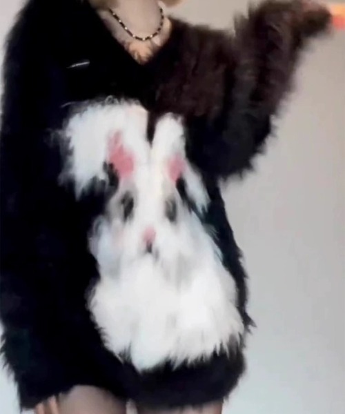 Chick（チック）の「RABBIT SHAGGY KNIT / ラビットシャギーニット（ニット/セーター・レディース・ブラック・S/M/L）」の3枚目の写真