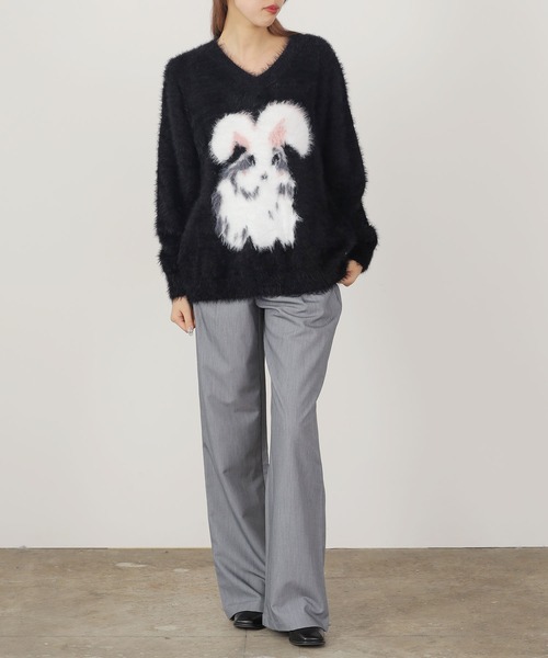 Chick（チック）の「RABBIT SHAGGY KNIT / ラビットシャギーニット（ニット/セーター・レディース・ブラック・S/M/L）」の4枚目の写真