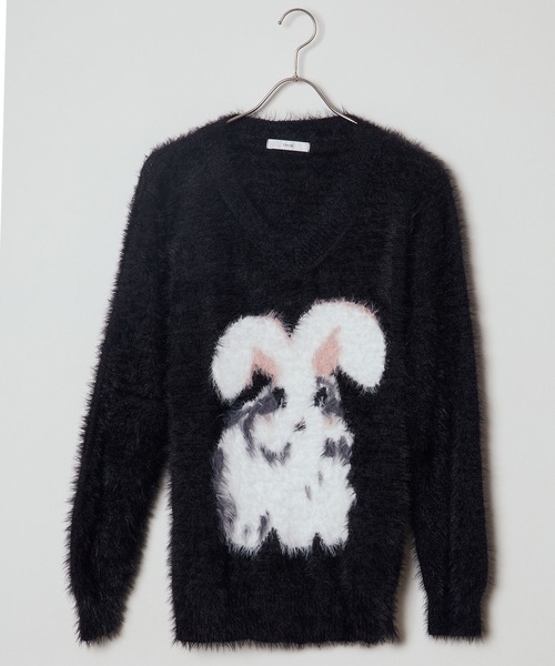 Chick（チック）の「RABBIT SHAGGY KNIT / ラビットシャギーニット（ニット/セーター・レディース・ブラック・S/M/L）」の11枚目の写真