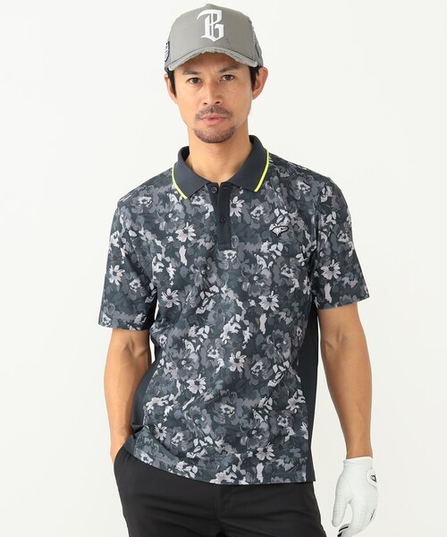 〈MEN〉BEAMS GOLF ORANGE LABEL / フラワーカモ プリント ポロシャツ