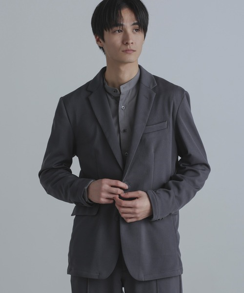 NANO universe（ナノユニバース）の「「N JACKET」セットアップ対応アクティブライトジャージ（スーツジャケット・メンズ・ダークネイビー/チャコール・S/M/L）」の5枚目の写真