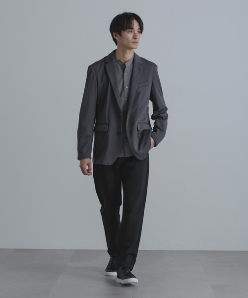 NANO universe（ナノユニバース）の「「N JACKET」セットアップ対応アクティブライトジャージ（スーツジャケット・メンズ・ダークネイビー/チャコール・S/M/L）」の4枚目の写真