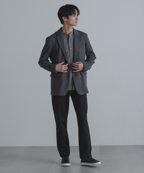 NANO universe（ナノユニバース）の「「N JACKET」セットアップ対応アクティブライトジャージ（スーツジャケット・メンズ・ダークネイビー/チャコール・S/M/L）」の3枚目の写真