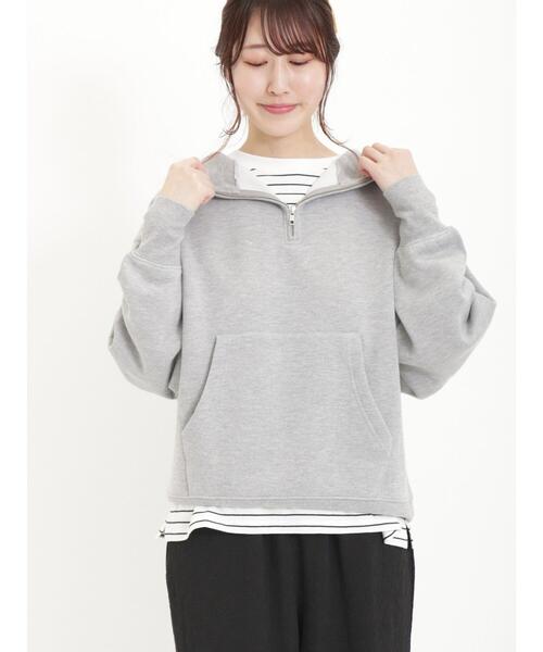 Samansa Mos2（サマンサ モスモス）の「裏毛フードジップスウェット（Tシャツ/カットソー・レディース・オフホワイト/グレー/ブラック/ピンク・F）」の3枚目の写真