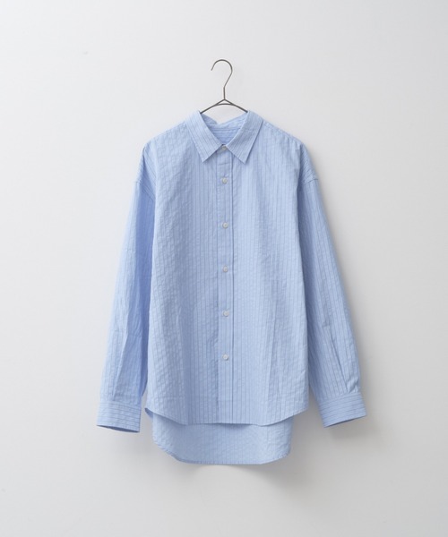 WHIMSIC（ウィムジック）の「【UNISEX】シアサッカーストライプシャツ（シャツ/ブラウス・メンズ・ブルー/グリーン/グレー・FREE）」の19枚目の写真