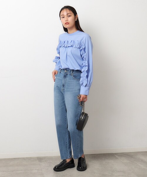 OPAQUE.CLIP（オペークドットクリップ）の「◆ストレッチカーブデニム／オーガニックコットン混【洗濯機洗い可】（デニムパンツ・レディース・ブルー/ライトブルー・40/38/36）」の5枚目の写真