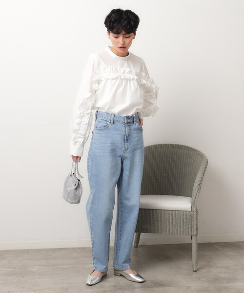 OPAQUE.CLIP（オペークドットクリップ）の「◆ストレッチカーブデニム／オーガニックコットン混【洗濯機洗い可】（デニムパンツ・レディース・ブルー/ライトブルー・40/38/36）」の8枚目の写真