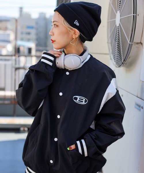 SPINNS（スピンズ）の「【ユニセックスで着用可能】ラインリブナイロンスタジャン（スタジャン・メンズ・ブラック/グレー/カーキ・ONESIZE）」の10枚目の写真