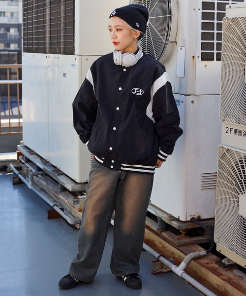 SPINNS（スピンズ）の「【ユニセックスで着用可能】ラインリブナイロンスタジャン（スタジャン・メンズ・ブラック/グレー/カーキ・ONESIZE）」の13枚目の写真