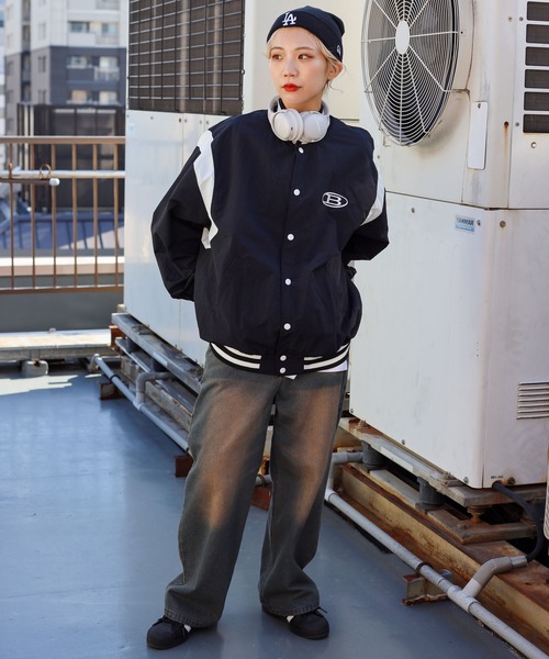 SPINNS（スピンズ）の「【ユニセックスで着用可能】ラインリブナイロンスタジャン（スタジャン・メンズ・ブラック/グレー/カーキ・ONESIZE）」の14枚目の写真