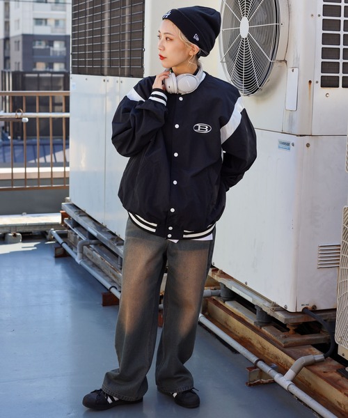 SPINNS（スピンズ）の「【ユニセックスで着用可能】ラインリブナイロンスタジャン（スタジャン・メンズ・ブラック/グレー/カーキ・ONESIZE）」の15枚目の写真